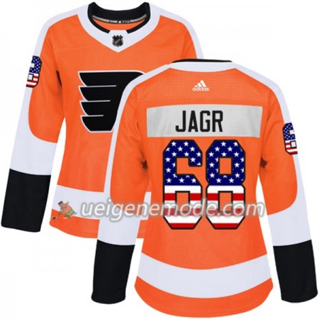 Dame Eishockey Philadelphia Flyers Trikot Jaromir Jagr 68 Adidas 2017-2018 Orange USA Flag Fashion Authentic